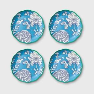 4pc Floral Vines Melamine Dinner Plates Blue - Roller Rabbit x Target